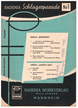 BADENIA Schlagerparade Heft 1 für Klavier und Akkordeon