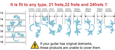 F-057CDY Inlay Stickers, Fret Mark- Winding Vine w/Bird