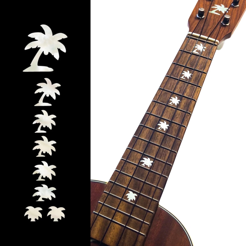 UKF-250PT-WT Inlay Stickers, Palm Trees - Fret Markers for Ukuleles