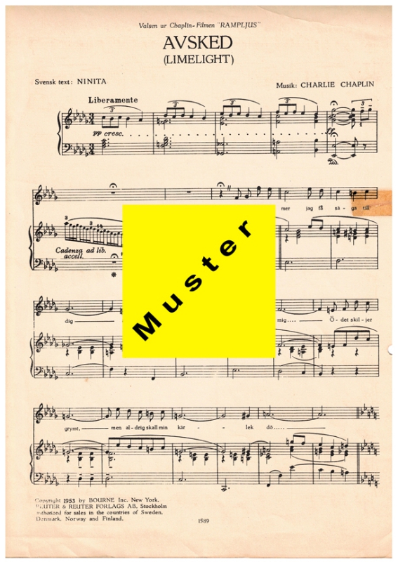 Musik und Text aus Chaplins Film Rampljus - Noten für Klavier