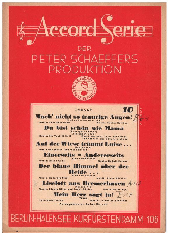 Accord Serie der Peter Schaeffers Produktion Heft 10 für Akkordeon