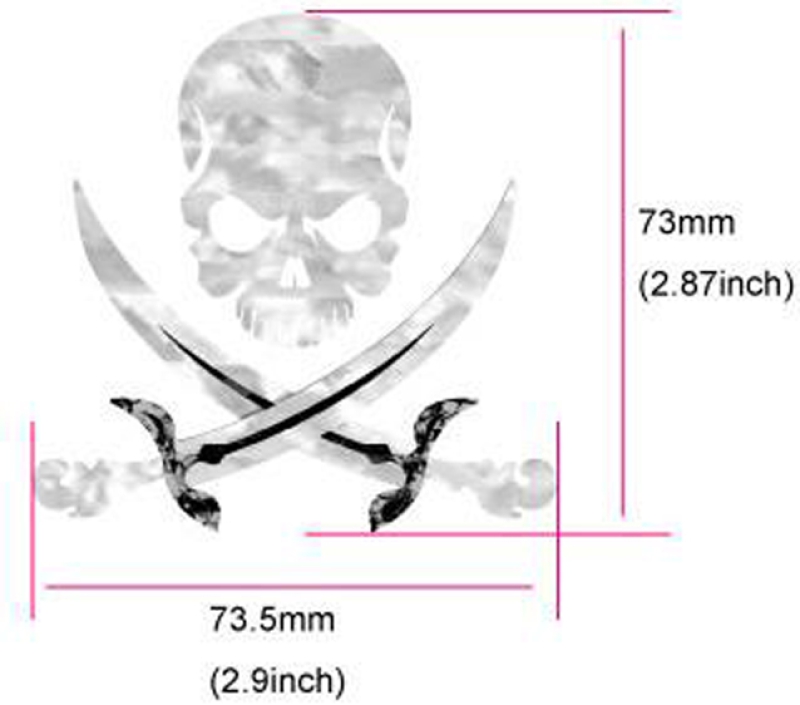 B-134PS-WT Inlay Stickers, Body-Pirate Skull (WP)