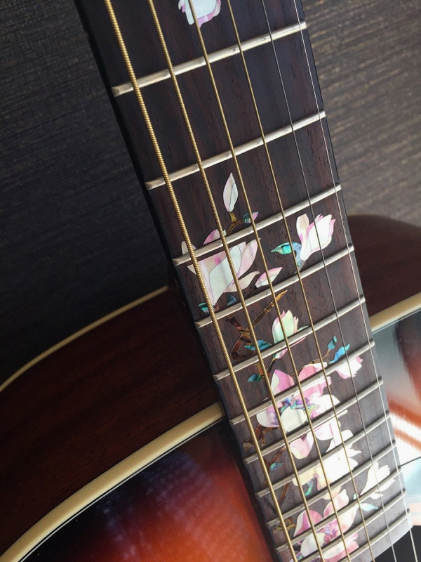 FT-297MN-G Inlay Stickers, Magnolia Tree with Pink Flowers Fret Markers