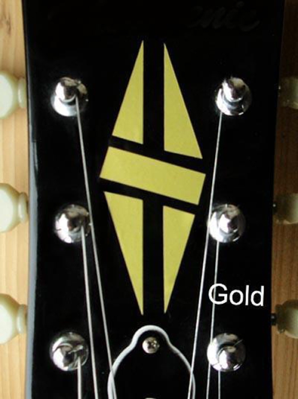 H-111DH-GD Inlay Stickers, Diamond Hatch Decals Headstock Peghead (Gold)