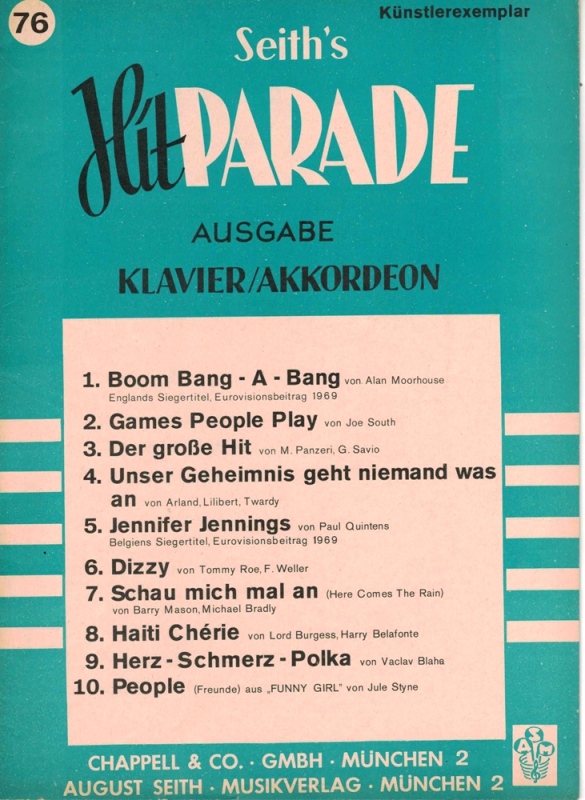 Seith´s Hitparade Heft 76 Künstlerexemplar