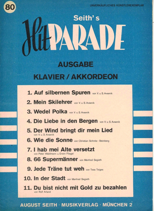 Seith´s Hitparade Heft 80 Künstlerexemplar