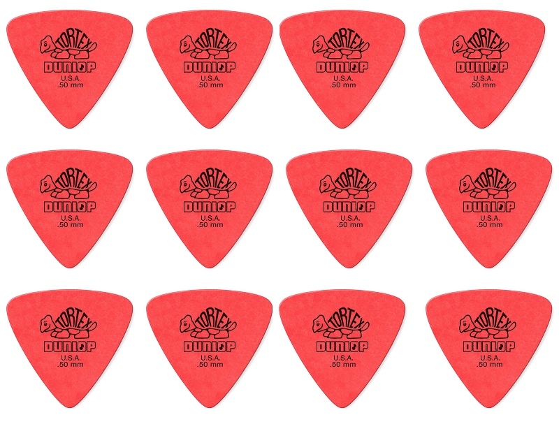 Dunlop 431P 50 Tortex 0,50mm Triangle Plektrum Rot (12 Stück)