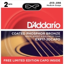 D'Addario EXP17-2D Saiten 13-56 CAPO 2er Set mit Capodaster gratis für Westerngitarre